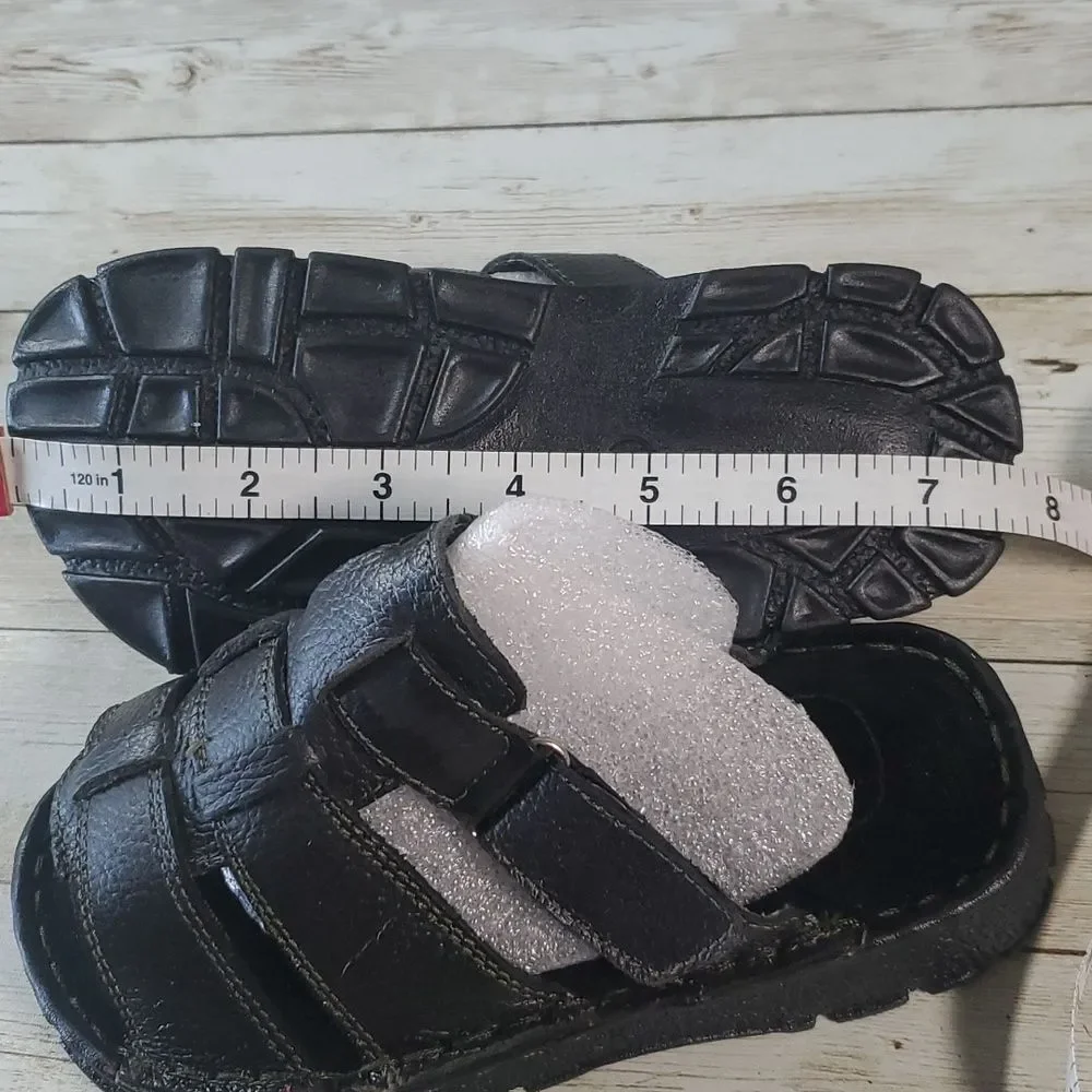 NEW Kids Luna Black Leather Woven Sandals‎ Size 11